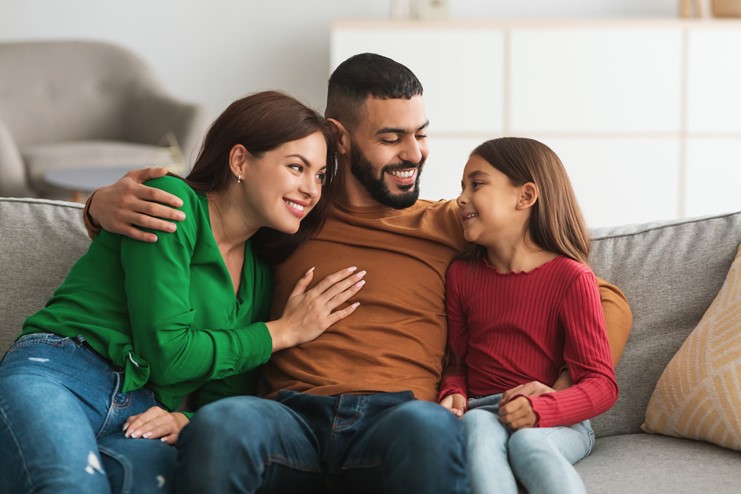 Picture of a family on a couch together